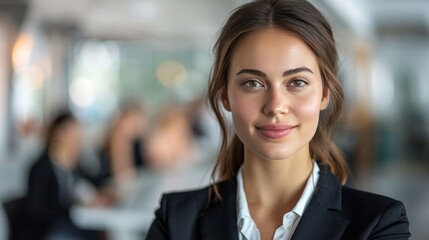 Craft an image depicting a businesswoman-manager fostering a positive work environment