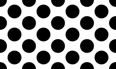 Seamless classic polka dot pattern. Black and white background with circles. Vector illustration
