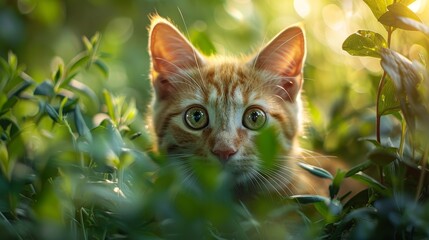 Craft an image depicting pets exploring their environment with curious noses and twitching ears