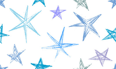 Hand drawn seamless pattern with stars. Star background design