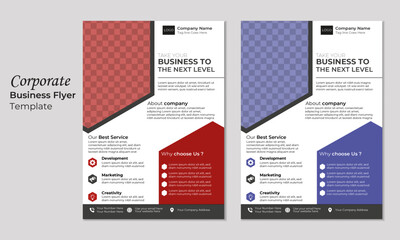 professional creative business flyer template design set with blue, red color. marketing, business proposal, promotion, advertise, publication