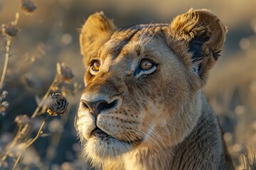 Obraz premium Big female lion in savannah