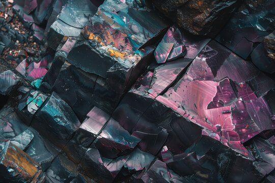 Stunning vibrant pink and blue hues across these close-up mineral surfaces invoke a mesmerizing feel