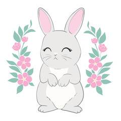Hand Drawn Bunny. Cute Rabbit Vector.