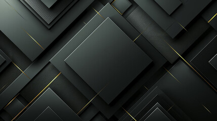 Fototapeta premium Black background with gold lines, geometric shapes, highend texture, dark symmetrical layout, 3D rendering effect, modern style, abstract design elements,
