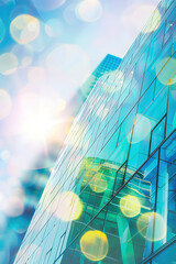 Abstract bokeh, building and blurred architecture background for design, finance and financial business center.