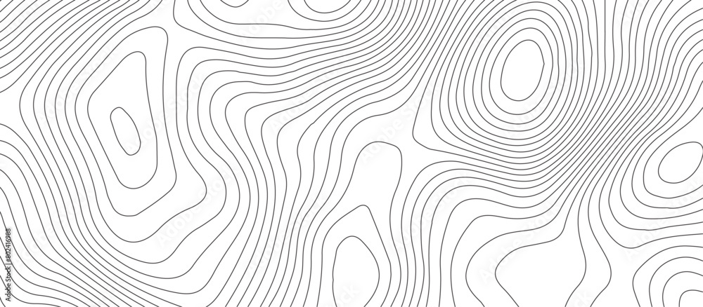Wall mural white background topography contour map with black curve lines .luxury topographic wavy pattern and 