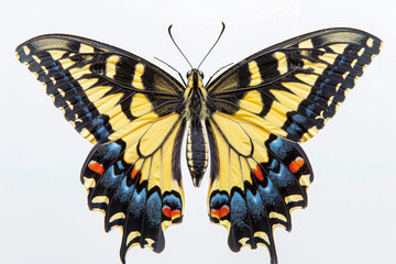 Fototapeta premium A butterfly with blue and yellow wings