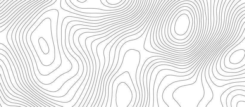 White background topography contour map with black curve lines .luxury topographic wavy pattern and geographic grid map design .