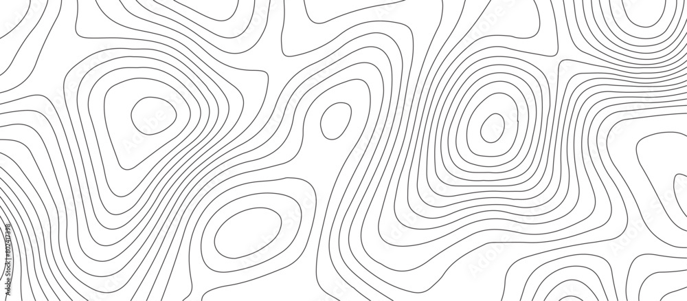 Wall mural white background topography contour map with black curve lines .luxury topographic wavy pattern and 