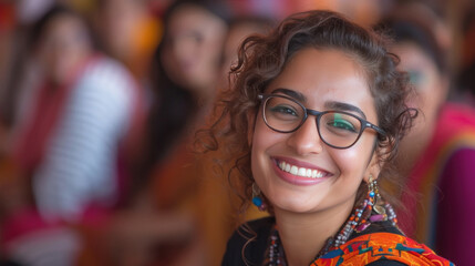 Fototapeta premium young woman in eye glasses and smiling
