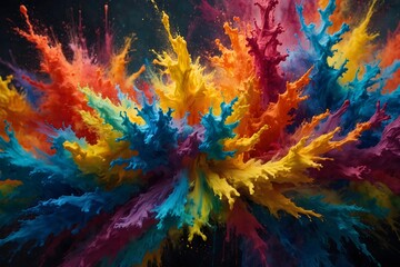 Explosion der Farben: Lebendige Farbspritzer in Bewegung