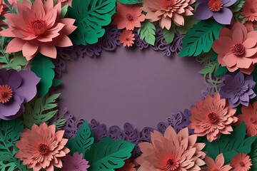 "Capture attention with our Floral Paper Cut Frame. Perfect for birthdays, weddings, or thank-you notes, it's a versatile choice." Digital Artwork ar 3:2
