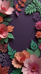 "Make your message bloom with our Floral Paper Cut Frame. Vibrant hues & intricate designs offer a beautiful backdrop for any occasion." Digital Artwork ar 9:16
