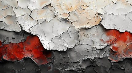 Obraz premium Grunge background with red and white paint splashes. Raster illustration.