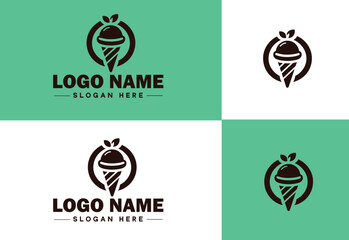 ice cream icon food restaurant cafe logo modern flat business vector logo