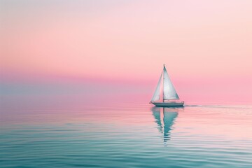 Fototapeta premium Sailboat at Pastel Sunset