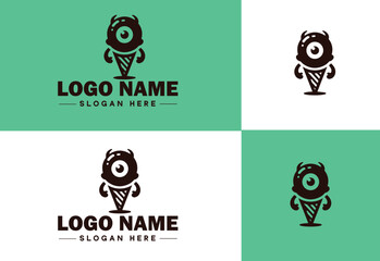ice cream icon food restaurant cafe logo modern flat business vector logo