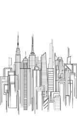 Line drawing of a cityscape