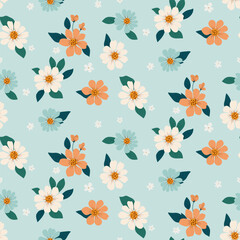Seamless floral pattern. Background in small flowers for textiles, fabrics, cotton fabric, covers, wallpaper, print, gift wrapping, postcard, scrapbooking.