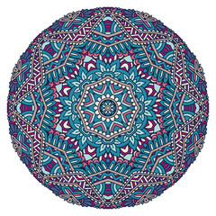 Vector floral art lacy mandala. Ethnic design with doodle ornament. Arabesque medallion vector