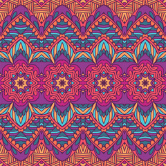 Abstract colorful ethnic seamless pattern ornamental. Vector boho folkloric geomertric art background mandala art