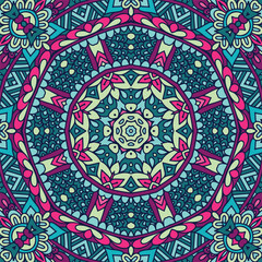 Mandala ornamental vintage abstract geometric design. Vector boho psychdedlic design