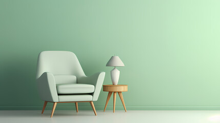Green armchair with copy space, mockup for advertising design and interior decoration