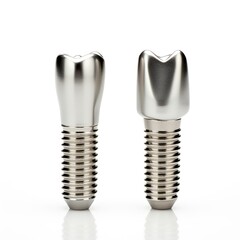 Dental implant models of molar teeth top view isolated on white background