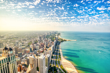Chicago Aerial Skyline View During a Sunny Day - Powered by Adobe