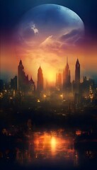 Fototapeta premium Das Märchen der Nachtstadt. Wallpaper für Telefon 3.
