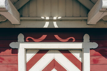Sunlight shining through ornaments of a Norwegian rural 
