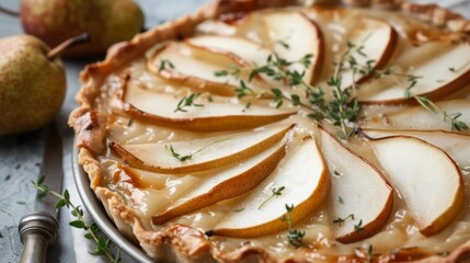 Phyllo and pear pie. Generative AI
