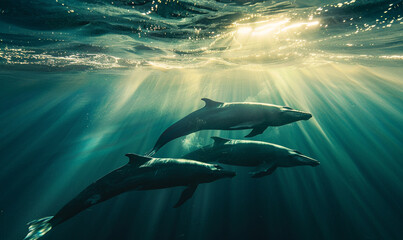 Underwater Dance of Dolphins