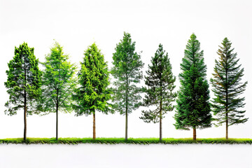 Fototapeta premium Nature, trees and garden with forest and green plants isolated on white background.