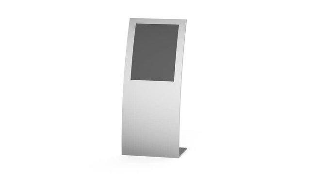 Curved silver ad panel on white background