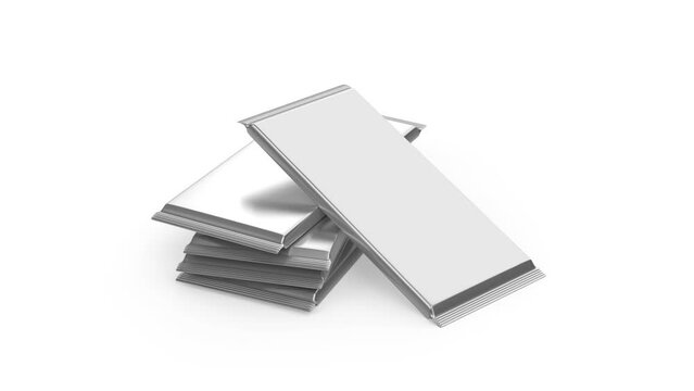 Many chocolate bars on white background