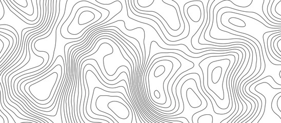 White background topography contour map with black curve lines .luxury topographic wavy pattern and geographic grid map design .
