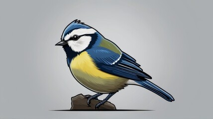 Eurasian Blue Tit minimalist logo with white background 