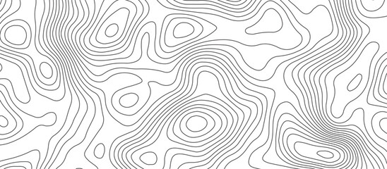 White background topography contour map with black curve lines .luxury topographic wavy pattern and geographic grid map design .