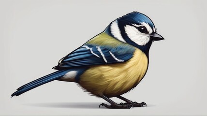 Naklejka premium Eurasian Blue Tit minimalist logo with white background 