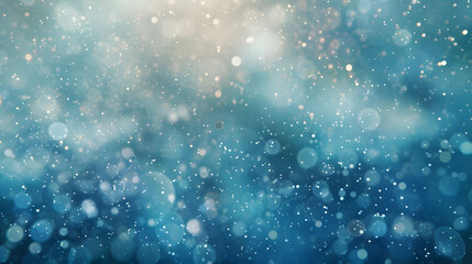 Abstract blue bokeh background with sparkling particles. Dreamy atmosphere for festive and holiday design concepts