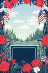 Vertical Background or Card for Memorial day in the USA  , United States of America Memorial Day, Remember and Honor