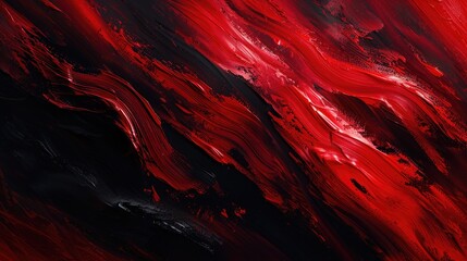 Bold strokes of crimson red slashing through a canvas of deep, inky blackness, creating an abstract composition that pulses with raw energy.