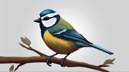 Obraz premium Eurasian Blue Tit minimalist logo with white background 