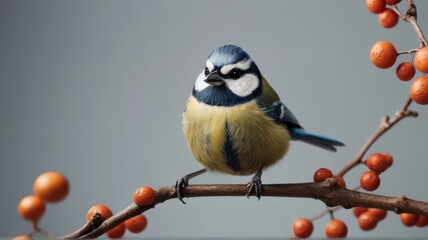 Eurasian Blue Tit minimalist logo with white background 