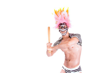 Young attractive guy posing in the studio on Halloween