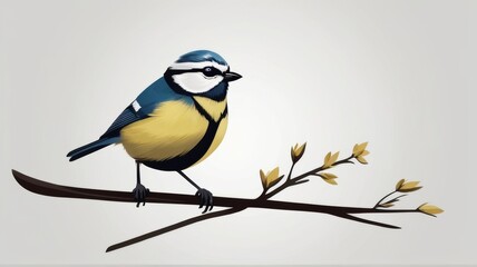 Eurasian Blue Tit minimalist logo with white background 