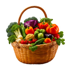 Basket full of vegetables isolated on transparent background 