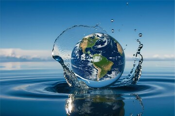 Saving water and world environmental protection concept. Eearth, globe, ecology, nature, planet...